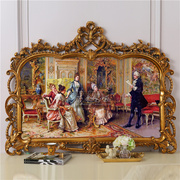 140法式复古装饰画，奢华客厅沙发背景墙油画，手绘宫廷人物壁炉挂画