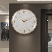 现代轻奢贝壳纯铜挂钟客厅，静音时钟装饰简约黄铜挂表高档创意钟表