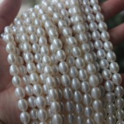 8-9mm天然淡水珍珠项链，半成品材料散珠diy串珠米形珍珠米珠胖米