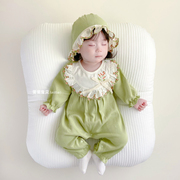 婴儿衣服女宝宝春装连体外出公主0套装1岁满月5百天3个月6春秋季4