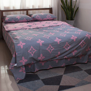 纯棉100%斜纹三四件套床单床笠式活性被套全棉简约单双人床上用品