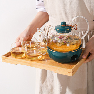 耐热玻璃花茶壶套装下午茶水，果茶花草茶，茶具带过滤送蜡烛保温