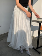 NEIHE内赫2024春季荷叶边天丝仙女士白色波点裙子半身裙25016
