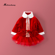 木本尚宝宝秋冬套装，女童圣诞装红色，过年装2023冬季1-4岁女孩
