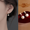 s925纯银简约精致珍珠耳饰法式时尚复古通勤耳钉送闺蜜气质不过敏