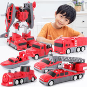 儿童玩具拼装益智变形磁力车，积木挖土机组装磁铁工程车男孩机器人