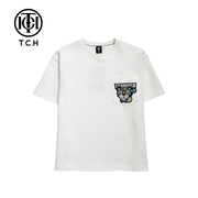 T.C.H/轻奢潮牌T恤卡通老虎烫钻字母白色短袖百搭简约T66D106036
