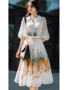 设计师女装高端新中式国风白色衬衫连衣裙子奢华大牌夏季职业套装