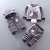 男女童宝宝加厚加绒棉衣三件套装，童装婴幼儿冬装卫衣套装1-2-3岁4