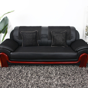 办公室真皮沙发垫防滑坐垫简约四季通用夏季老式黑色沙发套罩