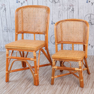 小藤椅子靠背椅天然藤编织家用餐椅儿童椅单人，休闲阳台书房送老人