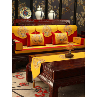 中式红木沙发坐垫带靠背罗汉床五件套实木家具沙发垫套罩定制座垫