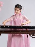 女童超仙汉服中国风女中大童，古筝演出服仙女气质飘逸钢琴长裙礼服