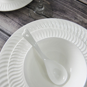 隆达骨瓷餐具纯白特别好看的勺子高级感陶瓷小勺 果泥勺 燕麦勺子