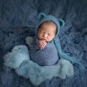 新生儿摄影道具拍照满月宝宝，照相影楼摄影背景毯道具真毛摄影布
