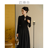 shibai拾白新中式连衣裙春秋黑色，通勤气质针织提花改良旗袍