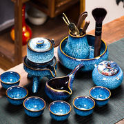 窑变建盏石磨自动茶具套装懒人泡茶器家用天目釉茶壶小套功夫茶杯