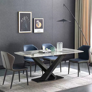 小户型大理石长方形家用饭桌意式北欧餐桌组合餐桌椅简岩板极轻奢