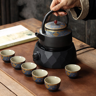 围炉煮茶器陶瓷提梁壶黑茶白茶，普洱煮茶炉家用办公电，陶炉烧水煮茶