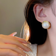 S925银针韩国百搭气质夸张珍珠耳环网红同款轻奢小众耳钉耳饰
