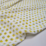 宽幅白底黄色花真丝，双绉连衣裙衬衫半身裙，桑蚕丝服装布料面料