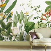 热带植物壁纸美式风景欧式背景，墙纸植物大型壁画，满屋来图定制墙纸