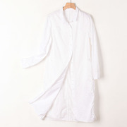 女装品牌折扣棉布白色中长款衬衫，夏时尚(夏时尚，)通勤防晒上衣