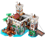 砖友moc海盗系列帝国要塞基地，堡垒城堡大型拼装益智积木玩具模型