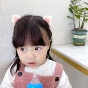 韩国秋冬儿童毛茸茸猫，耳朵发夹丸子头对夹女童，可爱小女孩百搭发饰