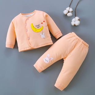 婴儿棉衣套装纯棉0-3-6个月宝宝中厚保暖棉服冬季新生儿夹棉衣服