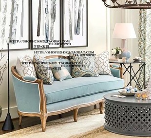 高端定制美式法式实木橡木布艺双人三人位沙发样板房售楼处家具