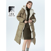 朗姿高端白鹅绒中长款高级感设计感保暖外套女冬假两件羽绒服