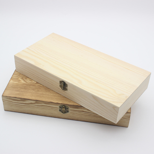 木盒实木复古桌面，收纳盒木质包装盒茶盒定制长方形，翻盖木盒子