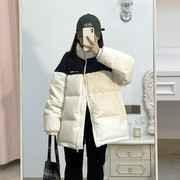 韩版立领时尚撞色羽绒棉衣棉服，女冬2024年小个子，bf百搭面包服