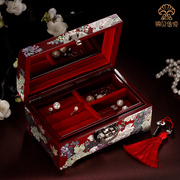 螺钿漆器首饰收纳盒木质欧式公主结婚礼物带锁饰品珠宝盒