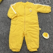 黄色小鸭童装婴儿连体衣秋冬宝宝针织棒球领铺棉连体哈衣1-3岁