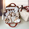 新生婴儿礼盒满月见面礼物，木制摇铃玩具初生，宝宝春夏衣服套装用品