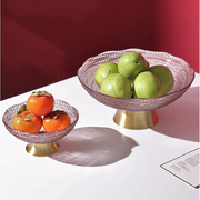 日韩现代网红水晶玻璃果盘糖果水果盘套装创意客厅茶几装饰摆件