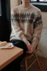 可乐生活自制 冬季慵懒风费尔岛圆领复古宽松针织衫打底毛衣男女