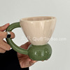 三秋Sanq复古绿撞杏色马克杯陶瓷杯中古风水杯咖啡杯小众创意礼物