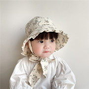 婴儿帽子春秋季女宝宝盆帽一岁女童渔夫帽夏天儿童遮阳帽大檐