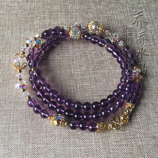 紫水晶项链金色，泰国蝴蝶佛牌毛衣挂链可订做款式