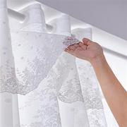 法式窗帘免打孔安装遮光白色，2022年i纱帘，伸缩杆套装飘窗阳