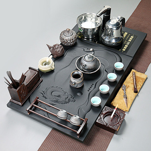 茶相缘整块天然乌金石茶盘四合一功夫茶具套装家用整套大号茶台