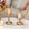 轻奢金色水晶玻璃蜡烛台，简约欧式玻璃浪漫餐桌，烛光晚餐道具摆件