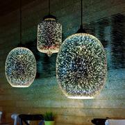 a1酒吧吊灯创意彩色3d玻璃，甜品咖啡美发服装店艺术工程吧台餐厅灯
