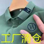 爸爸装男士短袖t恤夏季polo衫男字母刺绣外贸原单翻领体恤衣服