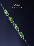 upalas天然橄榄石手链精致方形，铜托设计显白清新绿色05012cs