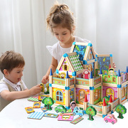 儿童建筑立体模型拼图，益智拼装积木男孩女孩宝宝，动手互动木制玩具