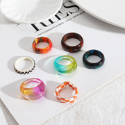 潮流设计开发 欧美风饰品 亚克力树脂时尚个性简约款戒指指环女